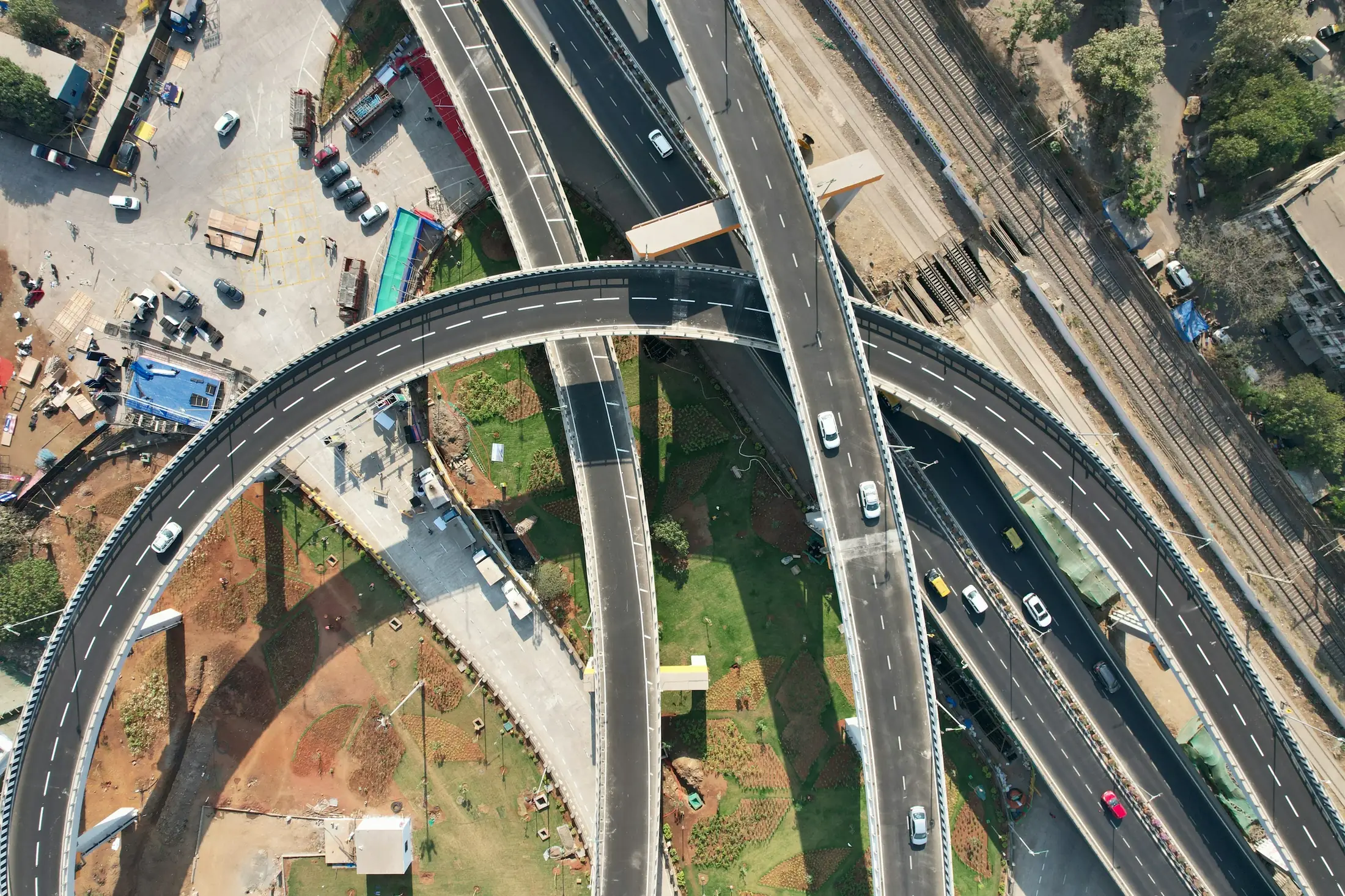 Aerial photograph of the Atal Setu highway interchange in Mumbai