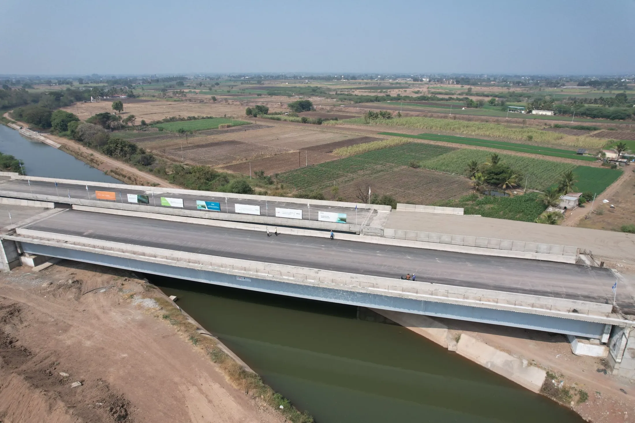 RKC’s completed single-span UHPFRC bridge crossing a waterway at Phaltan Bypass