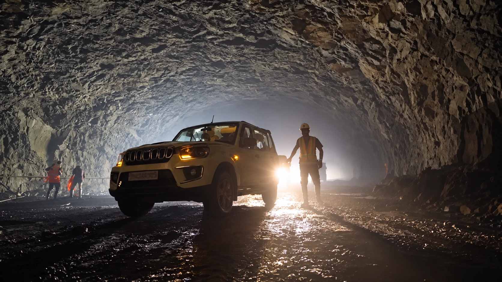 Inside the tunnel during excavation