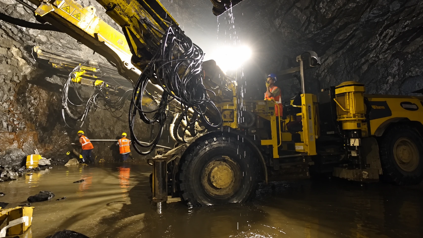 A drill jumbo at the face