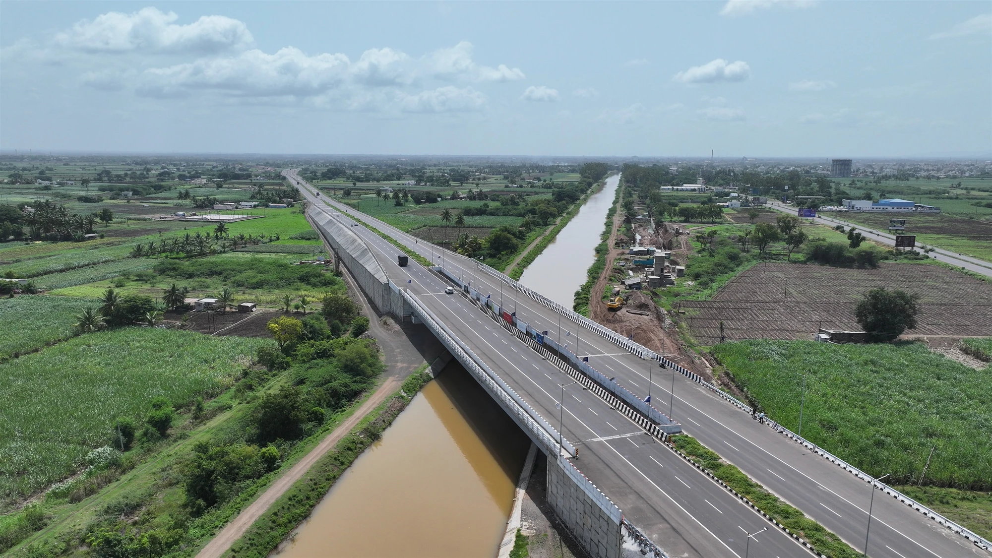 The bridge and approach road from above