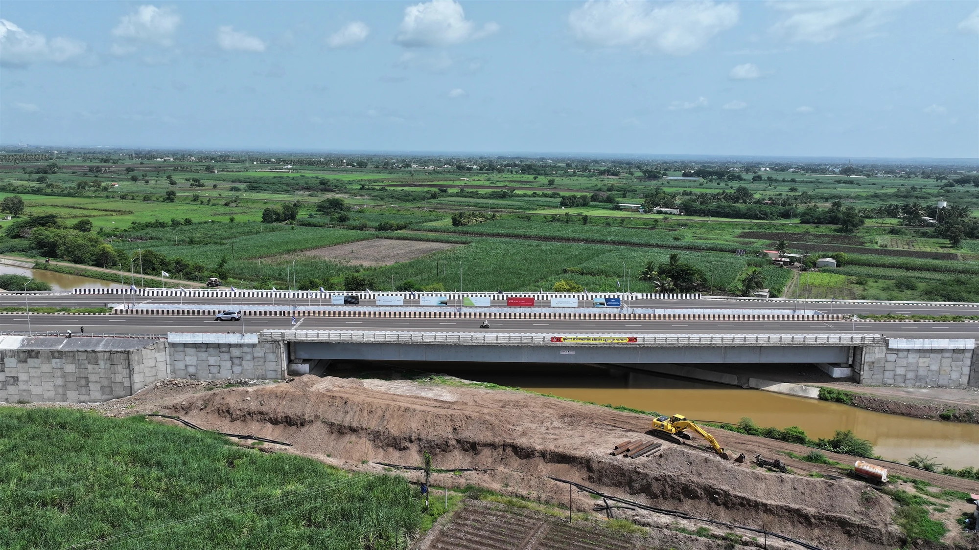 The finished bridge across the canal