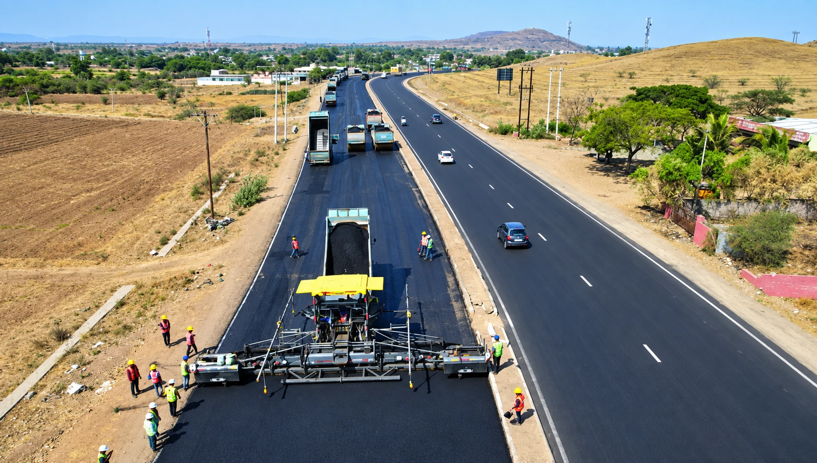 An RKC paving crew at work on a new highway