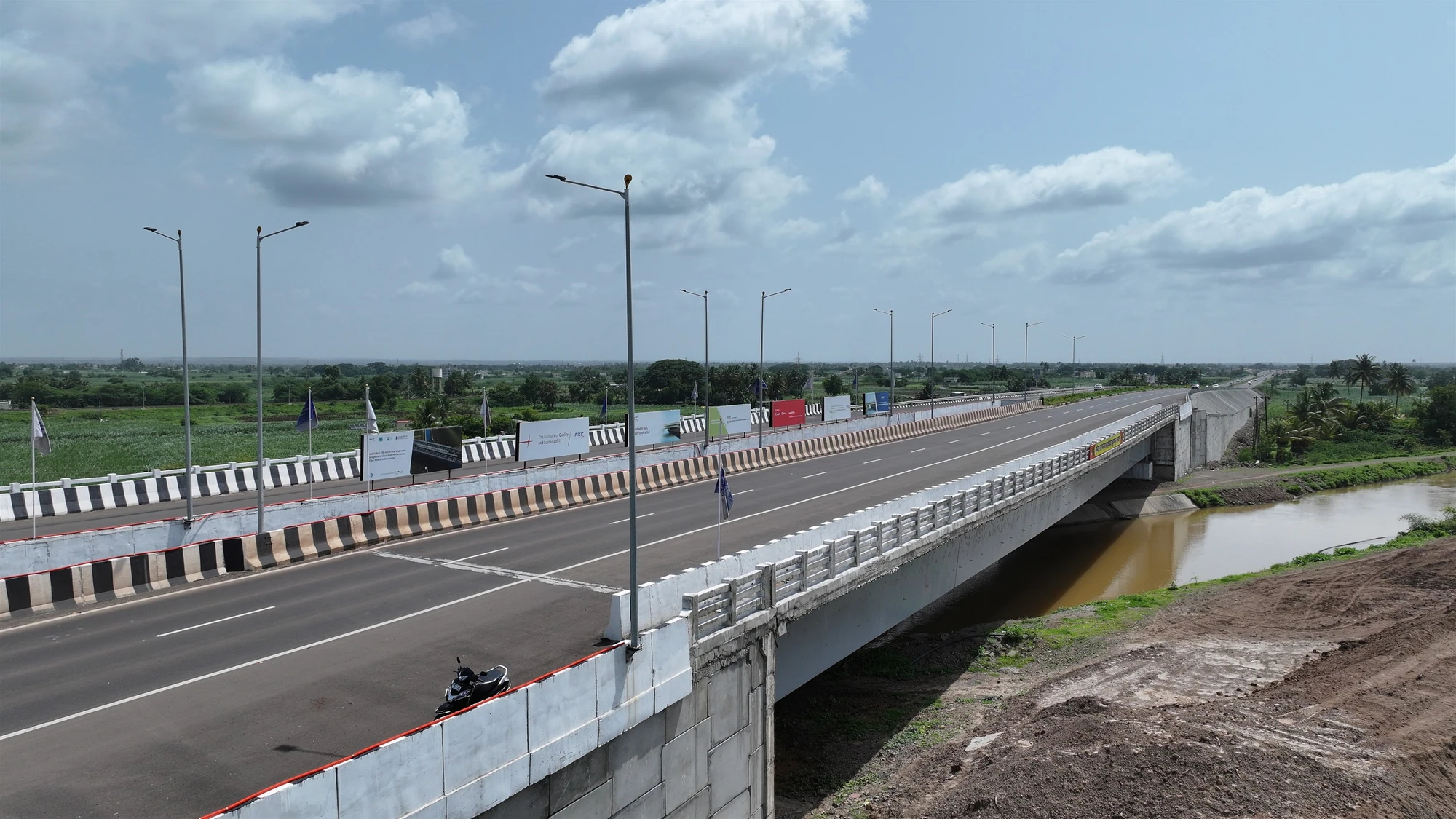 The bridge deck, barriers and lighting
