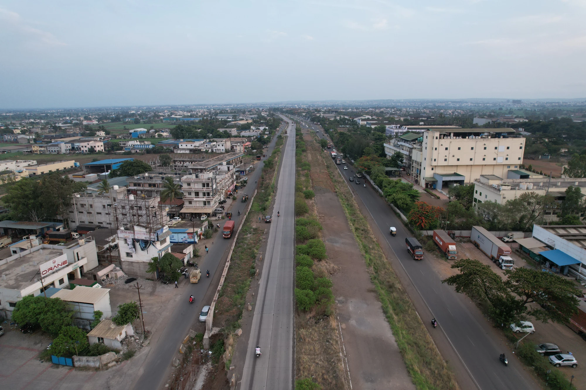 The corridor through a built-up area