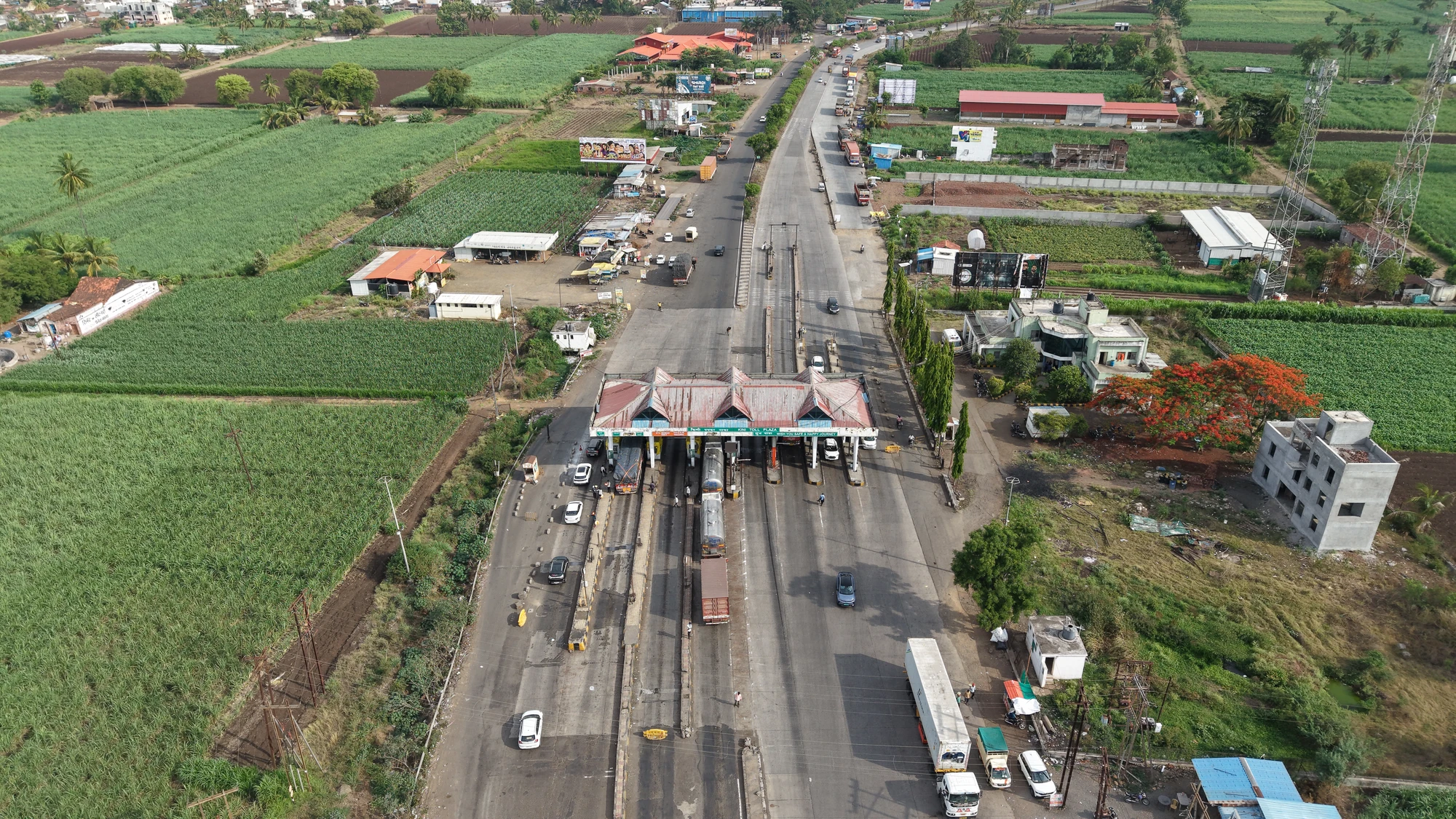 An aerial view of the toll approach