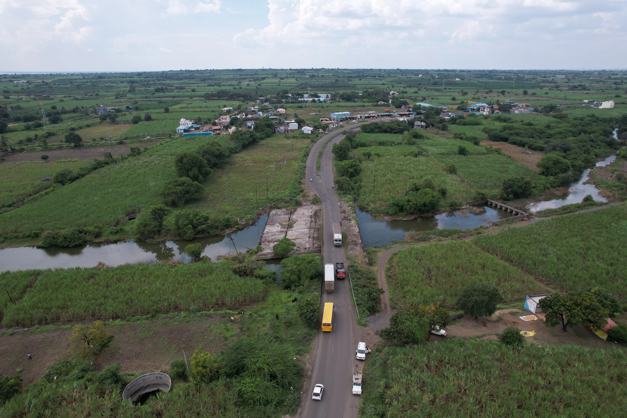 The road alongside a watercourse