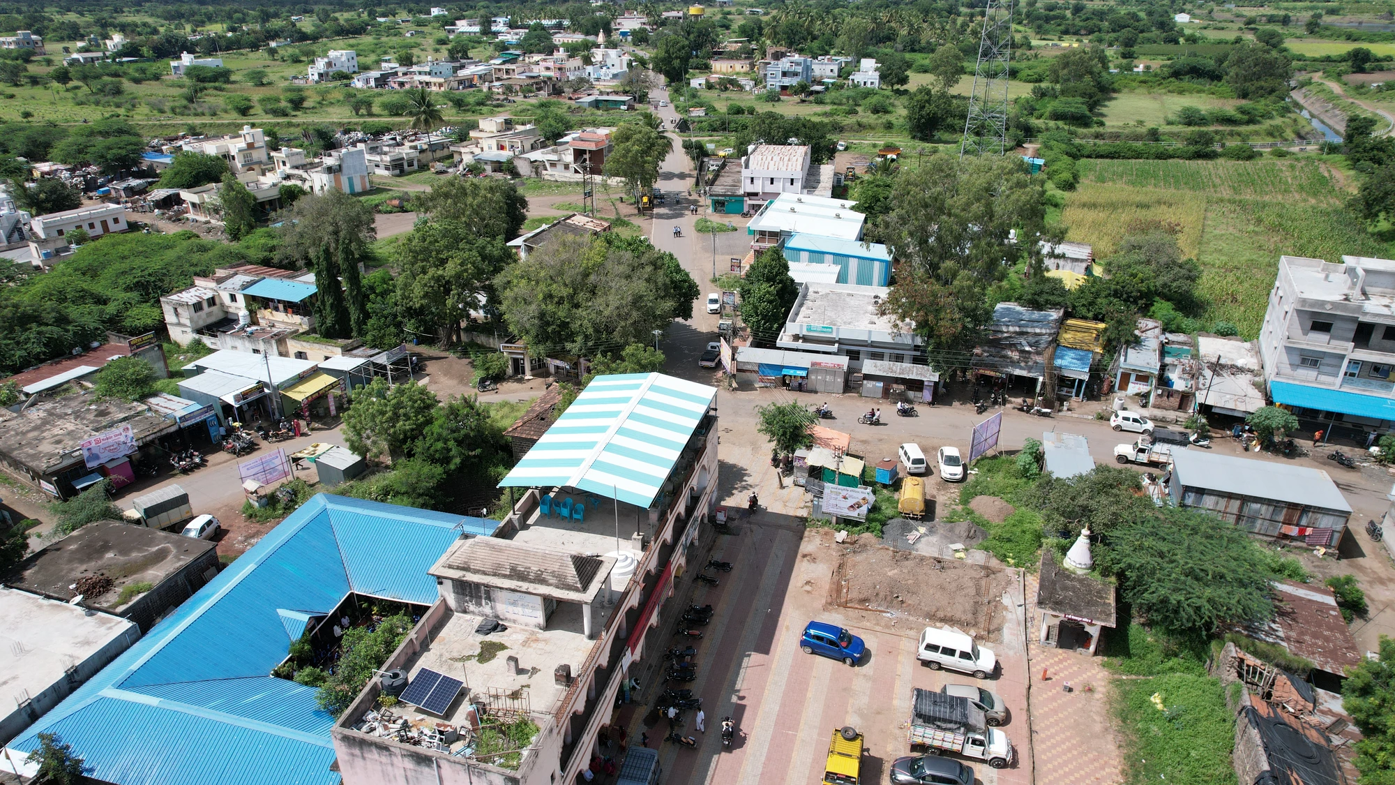 The road through a built-up area