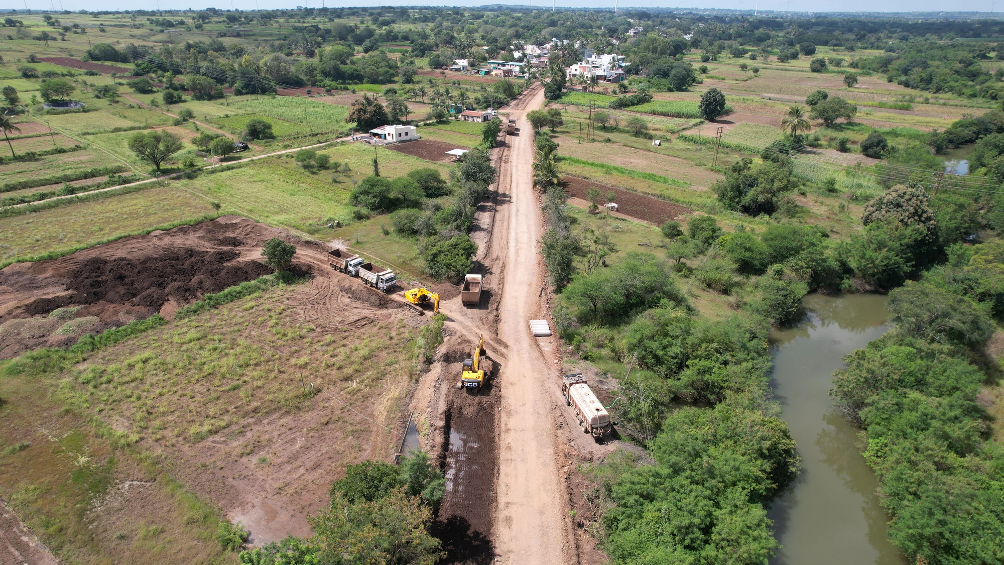 Earthworks between agricultural fields