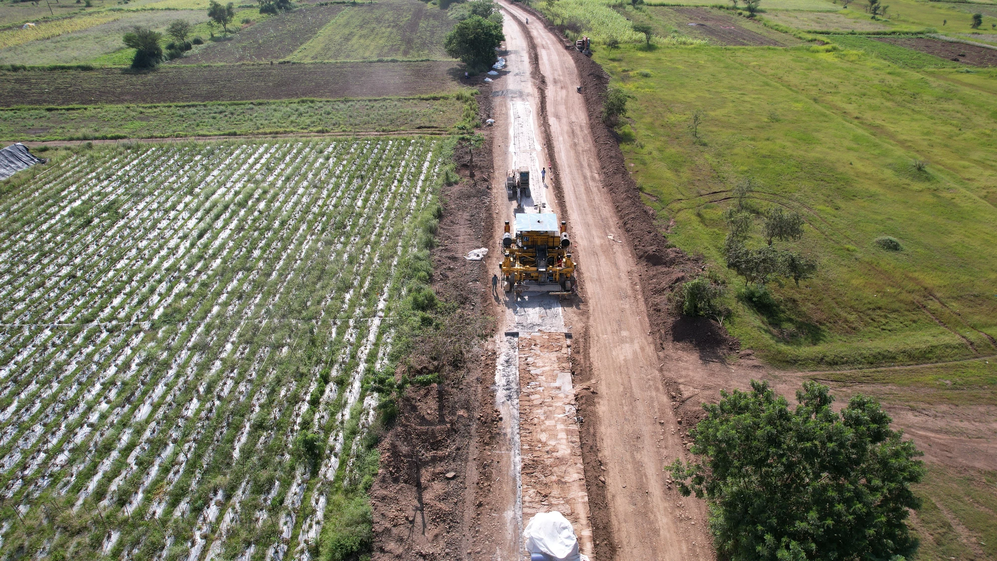 Pavement construction along the road corridor
